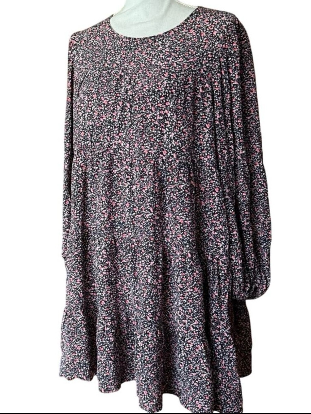 Zara ditsy floral tiered boho babydoll mini dress oversized layer tiers M medium - Picture 8 of 8